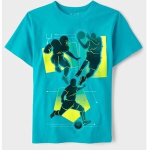 ☃️$5☃️ The Children’s Place Teal Sports Graphic Short Sleeve T-Shirt